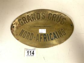 VINTAGE METAL OVAL SIGN ( GRANDS CRUS NORD - AFRICAINS ) 25CM