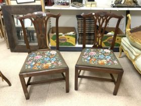 VINTAGE PAIR OF WOODEN AND TAPESTRY FINISHED CHAIRS