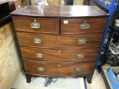 GEORGIAN BOWFRONTED MAHOGANY CHEST OF DRAWERS 2 OVER 3 101X53CM