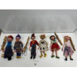 SIX PELHAM PUPPETS UNBOXED