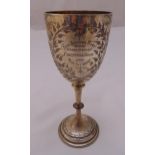 A Victorian hallmarked silver presentation goblet engraved New Auction Matt Kirby Stephen