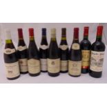 Nine bottles of French red wine to include Aloxe Corton 2002, Beaune Cent-Vignes 1994, Les