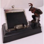 Ronson Art Deco monkey picacig combined table lighter and cigarette box, chrome plated and