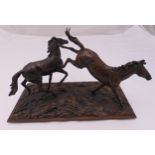 Sarah Parkinson bronze figurine of horses on a naturalistic base titled No. 7 The Parting Shot,
