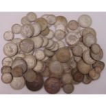 A quantity of pre 1947 GB silver coins to include crowns, half crowns, shillings and 3ds, approx