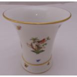 Herend trumpet form vase decorated with flowers, birds and butterflies, marks to the base, 15cm (h)