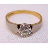 18ct white and yellow gold solitaire diamond ring, approx total weight 3.3g