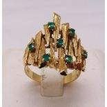 14ct yellow gold and emerald cocktail ring, approx total weight 6.0g