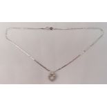 18ct white gold pendant set with a diamond on an 18ct white gold chain, approx total weight 5.5g