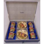 Aynsley Orchard Gold coffee cans and saucers in original fitted packaging