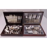 Two canteens sets of silver plated flatware