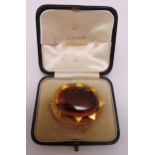 A Victorian 18ct yellow gold and citrine brooch in fitted case, approx total weight 37.5g