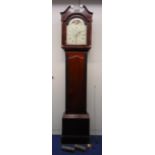 Joseph Coombe of Melksham mahogany longcase clock, the white enamel dial with phases of the moon