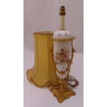 A Sevres style porcelain and gilt metal table lamp decorated with putti and flowers, to include