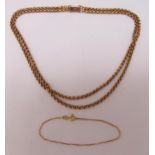 14ct yellow gold fancy link necklace and a 14ct gold fine link bracelet, approx total weight 26.1g