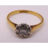 18ct yellow gold and platinum diamond ring, approx total weight 2.3g