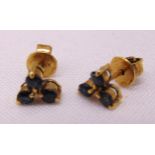 A pair of 18ct yellow gold and sapphire earrings, approx total weight 2.5g
