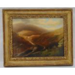 John Wallace Tucker framed oil on panel titled The River Teign on Dartmoor, signed and dated to