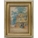 Alfred Quinton framed and glazed watercolour of an Inn, signed bottom right, 25 x 17.5cm