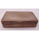 A George IV hallmarked silver rectangular snuff box, engine turned with gilt wash interior, London