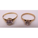 Two 9ct gold rings set with white stones, approx total weight 3.1g
