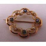 9ct yellow gold and seed pearl brooch, approx total weight 2.9g