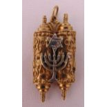 9ct yellow gold Torah Scroll pendant, approx total weight 12.7g