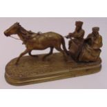 Vassily Gratchev bronze figural group of a Cossack on a Troika, signed to the base in Cyrillic and