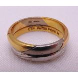 18ct yellow gold and platinum wedding band, approx total weight 10.1g