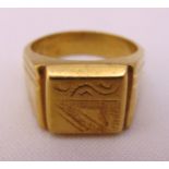 18ct yellow gold signet ring, approx total weight 14.4g