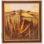 George Spence framed oil on panel of wheat fields, signed bottom right, 78 x 73cm
