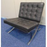 Barcelona style chair with leatherette seat and back