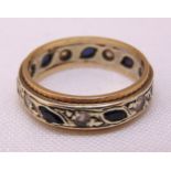 9ct yellow and white gold, sapphire eternity ring, approx total weight 4.2g
