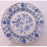 Meissen blue and white onion pattern dish, marks to the base, 25cm (d)