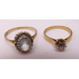 Two 9ct gold rings set with white stones, approx total weight 4.2g