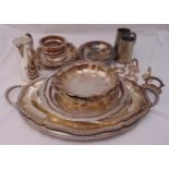 A quantity of silver plate to include trays, vegetable dishes and wine coasters