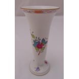 Herend vase of tapering cylindrical form decorated with flowers and leaves, marks to the base,