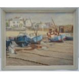 Mary Dixon framed oil on panel titled Harbour St Ives, signed bottom left, 39.5 x 49.5cm
