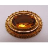 A Victorian gold and citrine brooch, gold tested 18ct, approx total weight 16.1g