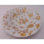 Meissen dish decorated with gilded flowers and leaves, marks to the base, 28cm (d)