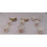 Aynsley tea set for six place settings, Shangri-La pattern to include a teapot, cups and saucers (
