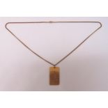 9ct yellow gold pendant on a 9ct yellow gold chain, approx total weight 20.6g