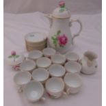 Furstenberg porcelain hand painted coffee set to include a coffee pot, sugar bowl, cream jug, cups