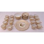 Sampson Bridgwood and Sons porcelain teaset Vermicelli pattern circa 1860 with hand painted