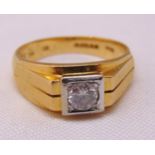 18ct yellow and white gold and diamond gentlemans ring, approx total weight 8.2g