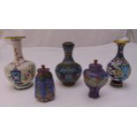 Five cloisonn‚ vases of various form, tallest 20.5cm
