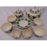 Wedgwood Etruria Napoleon Ivy tea set to include a teapot, sugar bowl, milk jug, cups and saucers (
