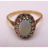9ct yellow gold opal and diamond dress ring, approx total weight 2.7g