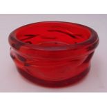 Whitefriars ruby wave ribbed bowl, 17.5cm (d)