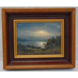 Joop Smits framed oil on panel of boats on a lake, signed bottom left, 17 x 23cm, ARR applies
